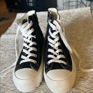Black and White High-Top Sneakers